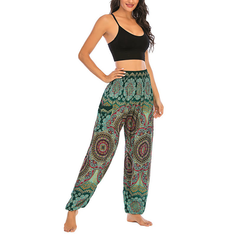 Boho Loose Round Geometric Pattern Harem Trousers Women's Yoga Pants