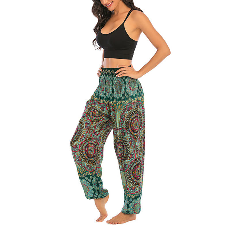 Boho Loose Round Geometric Pattern Harem Trousers Women's Yoga Pants