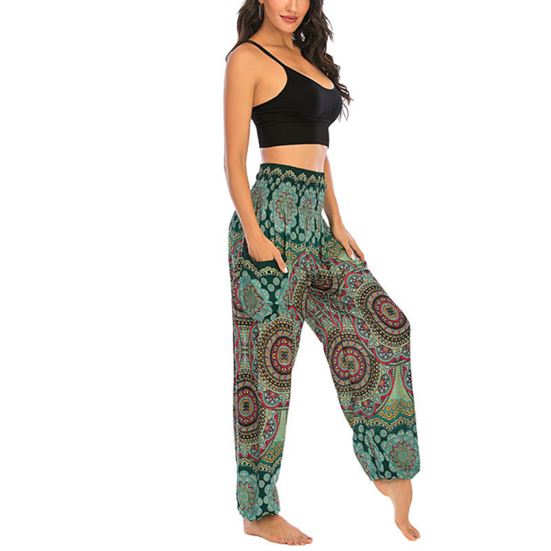 Boho Loose Round Geometric Pattern Harem Trousers Women's Yoga Pants
