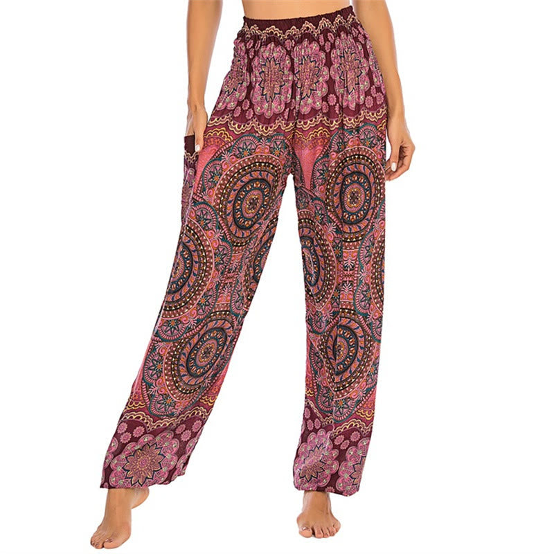 Boho Loose Round Geometric Pattern Harem Trousers Women's Yoga Pants