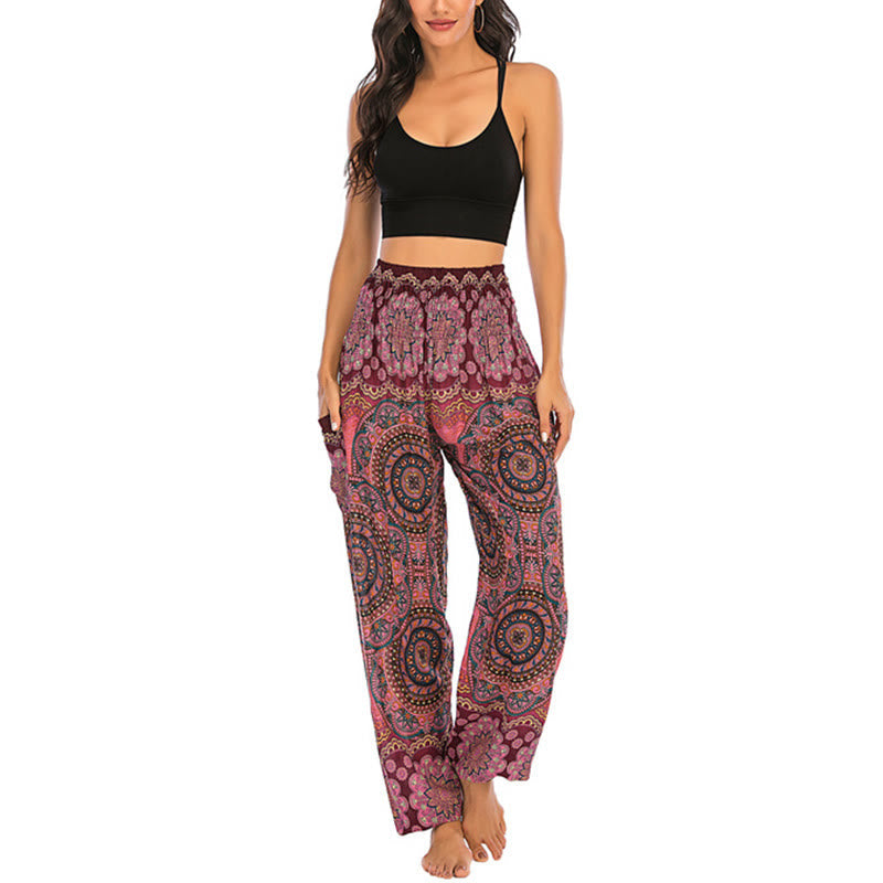 Boho Loose Round Geometric Pattern Harem Trousers Women's Yoga Pants