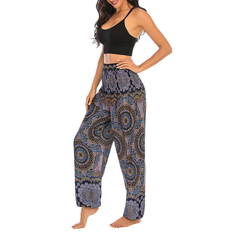 Boho Loose Round Geometric Pattern Harem Trousers Women's Yoga Pants