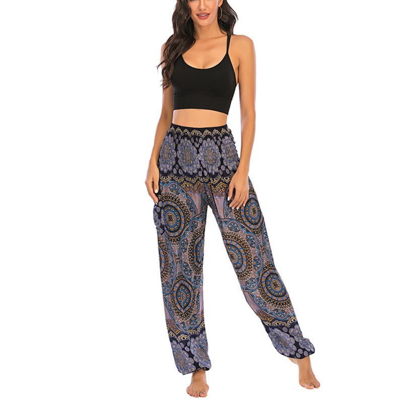 Boho Loose Round Geometric Pattern Harem Trousers Women's Yoga Pants