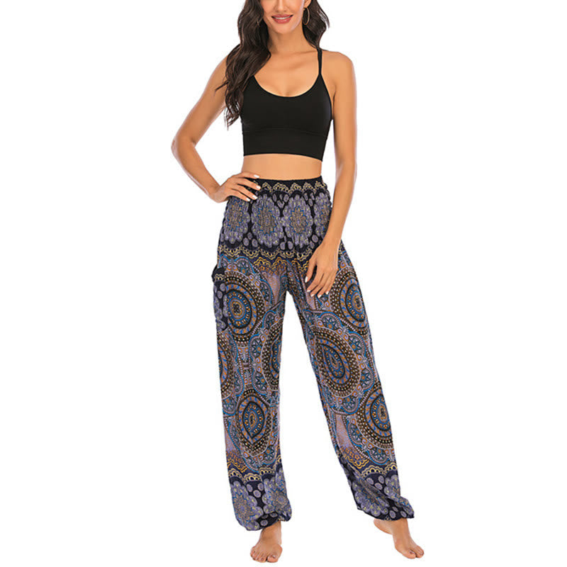Boho Loose Round Geometric Pattern Harem Trousers Women's Yoga Pants