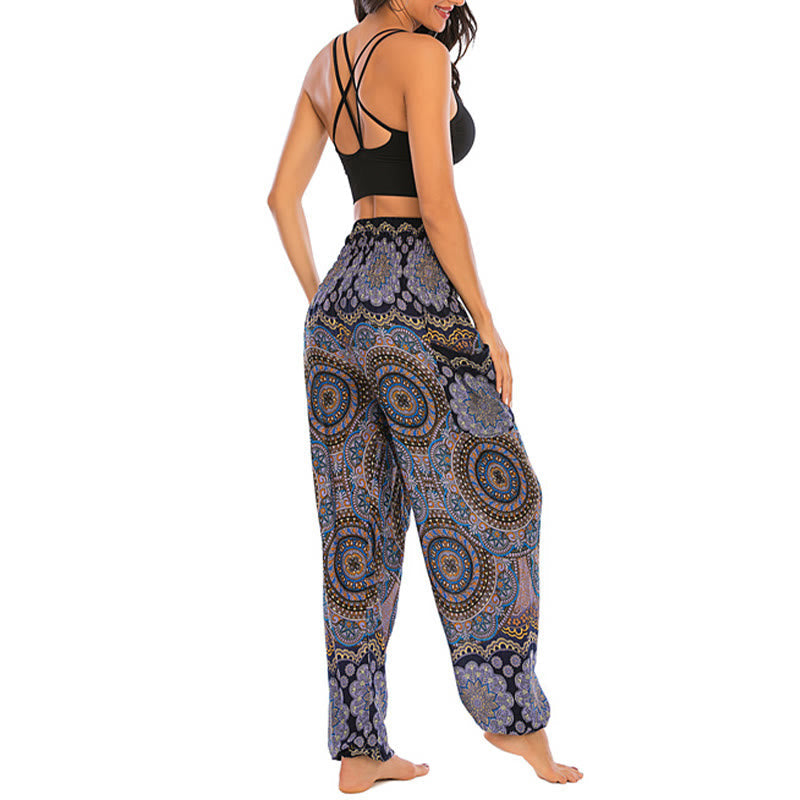 Boho Loose Round Geometric Pattern Harem Trousers Women's Yoga Pants