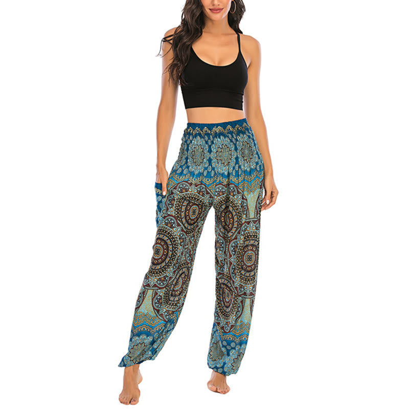 Boho Loose Round Geometric Pattern Harem Trousers Women's Yoga Pants