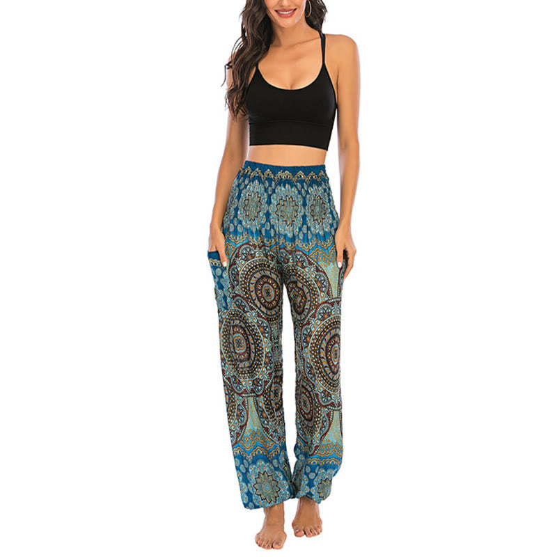 Boho Loose Round Geometric Pattern Harem Trousers Women's Yoga Pants
