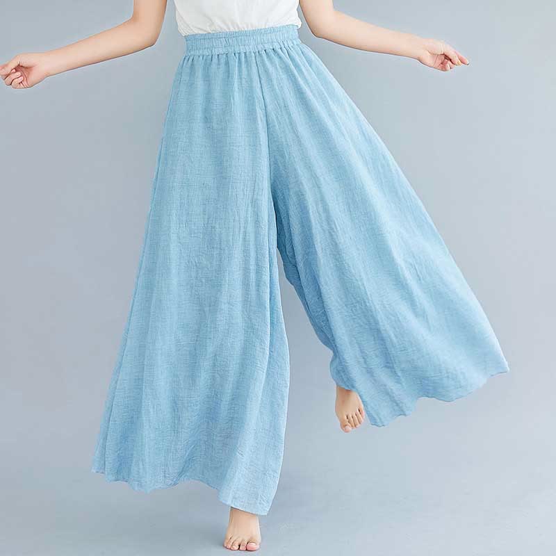 Women Casual Loose Cotton Linen Wide Leg Pants For Yoga Dance