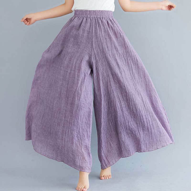 Women Casual Loose Cotton Linen Wide Leg Pants For Yoga Dance