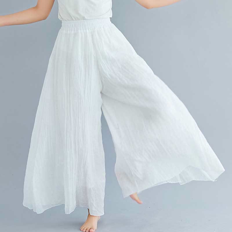 Women Casual Loose Cotton Linen Wide Leg Pants For Yoga Dance