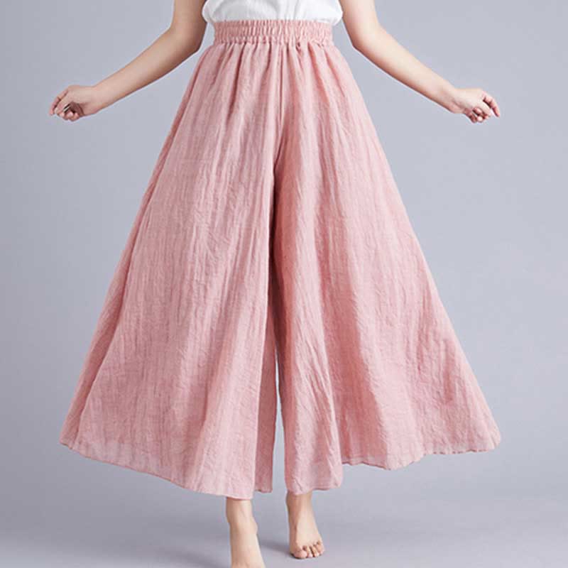 Women Casual Loose Cotton Linen Wide Leg Pants For Yoga Dance