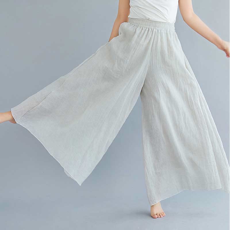 Women Casual Loose Cotton Linen Wide Leg Pants For Yoga Dance
