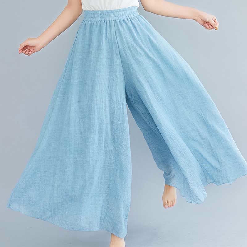 Women Casual Loose Cotton Linen Wide Leg Pants For Yoga Dance