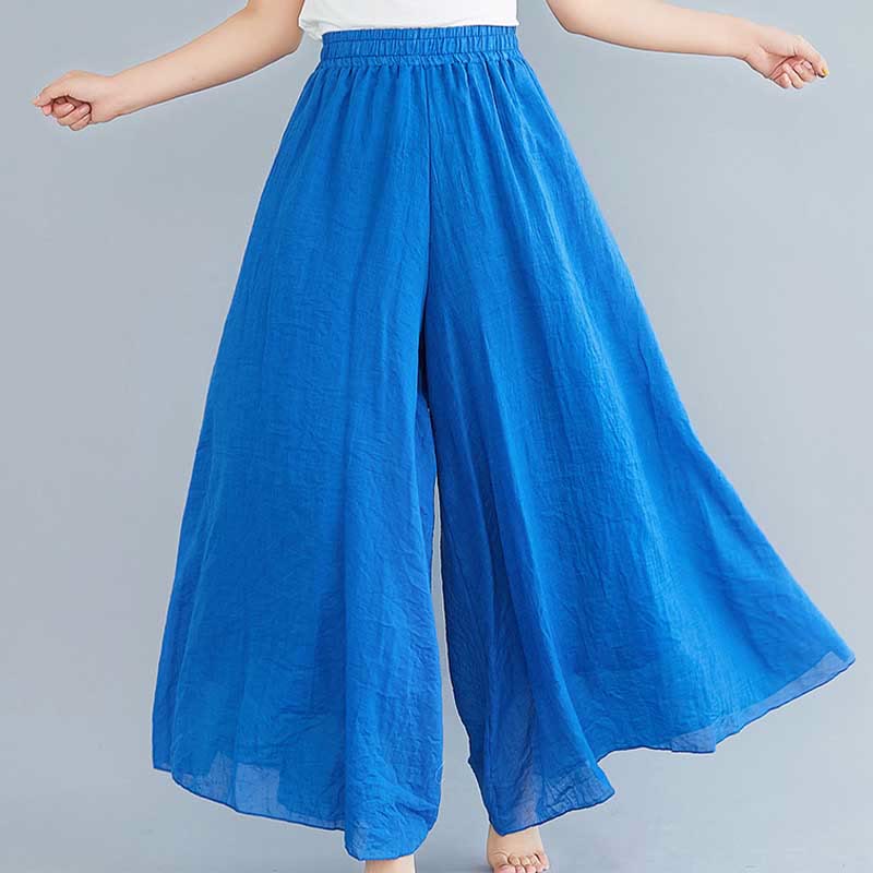 Women Casual Loose Cotton Linen Wide Leg Pants For Yoga Dance
