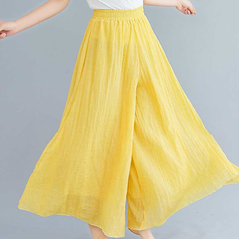 Women Casual Loose Cotton Linen Wide Leg Pants For Yoga Dance