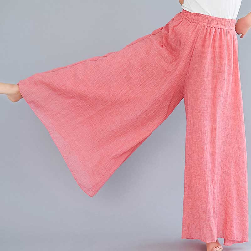 Women Casual Loose Cotton Linen Wide Leg Pants For Yoga Dance