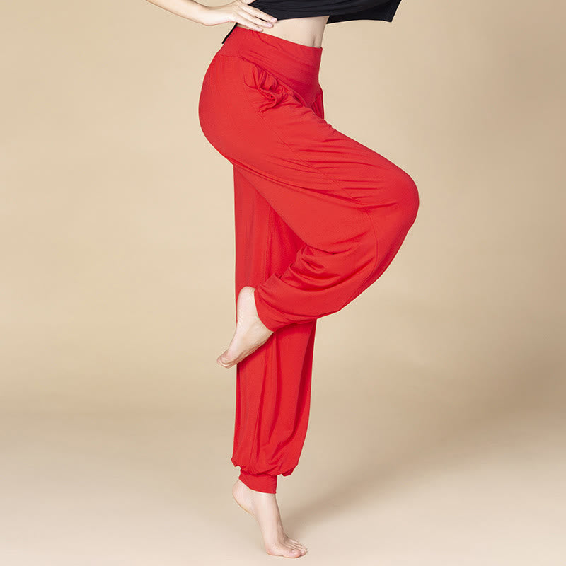 Solid Color Modal Yoga Dance High Waist Harem Pants With Pockets