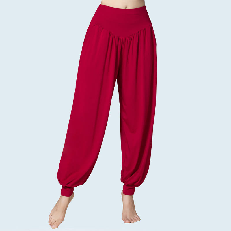 Solid Color Modal Yoga Dance High Waist Harem Pants With Pockets