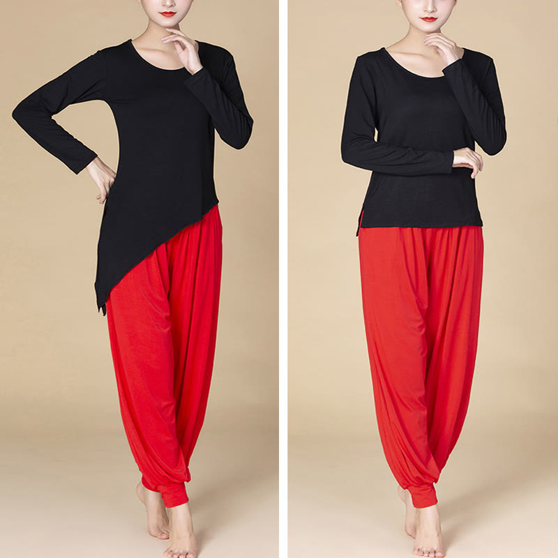 Solid Color Modal Yoga Dance High Waist Harem Pants With Pockets