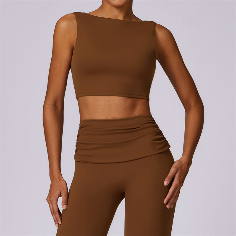 Sleeveless Backless Strap Tank Top Bra Flared Pants Sports Fitness Yoga