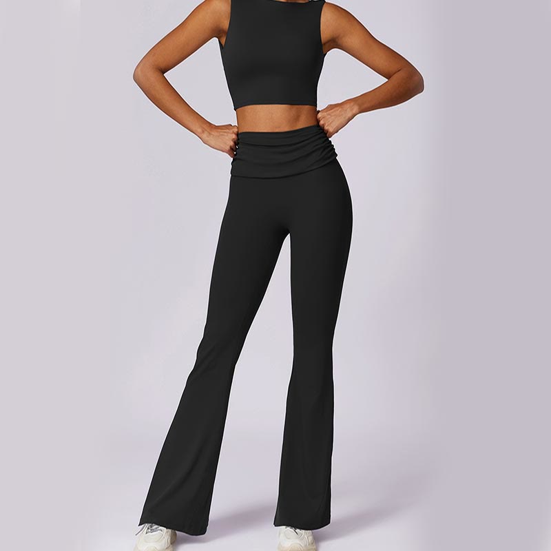 Sleeveless Backless Strap Tank Top Bra Flared Pants Sports Fitness Yoga