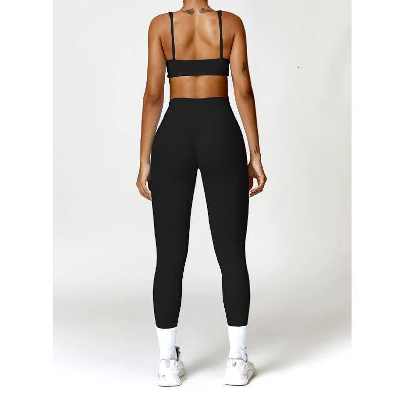 Gym Sports Yoga Backless Bra Crop Tank Top Shorts