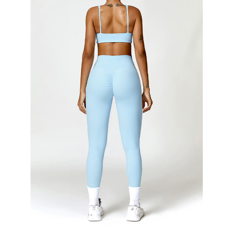 Gym Sports Yoga Backless Bra Crop Tank Top Shorts