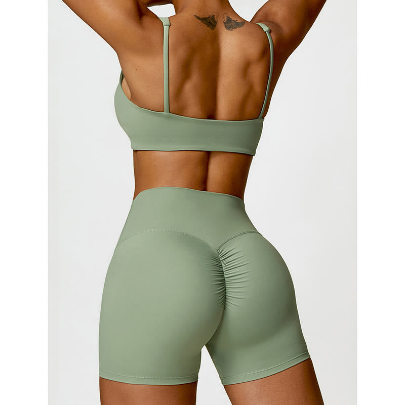 Gym Sports Yoga Backless Bra Crop Tank Top Shorts