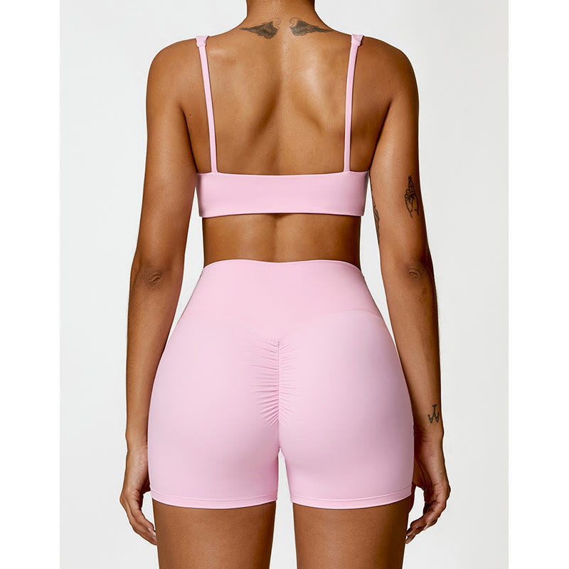 Gym Sports Yoga Backless Bra Crop Tank Top Shorts