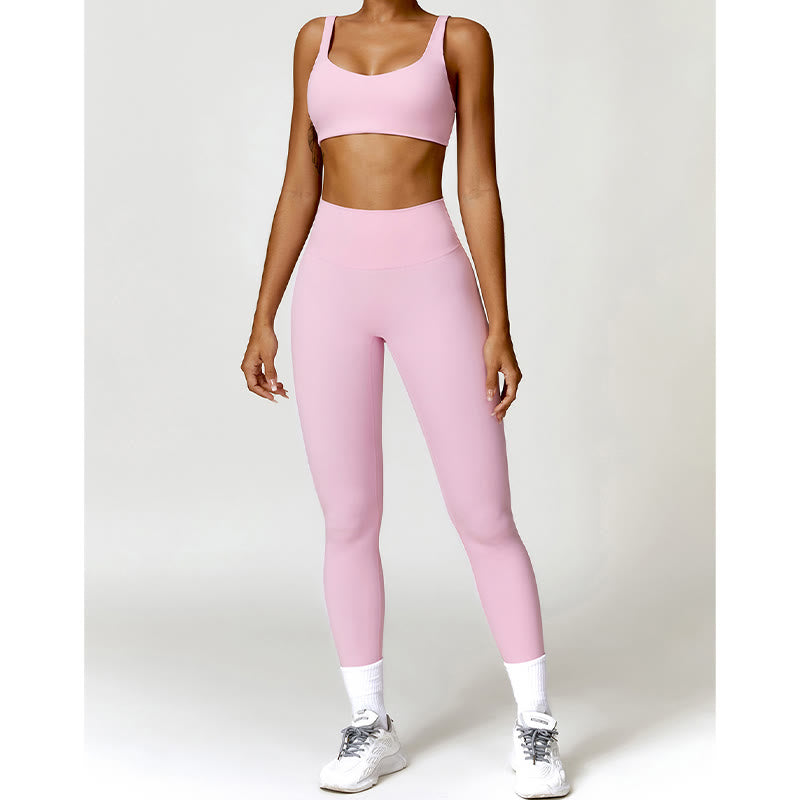 Gym Sports Yoga Backless Bra Crop Tank Top Shorts