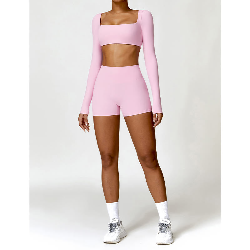 Gym Sports Yoga Backless Bra Crop Tank Top Shorts
