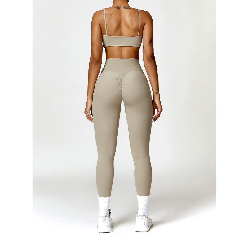Gym Sports Yoga Backless Bra Crop Tank Top Shorts