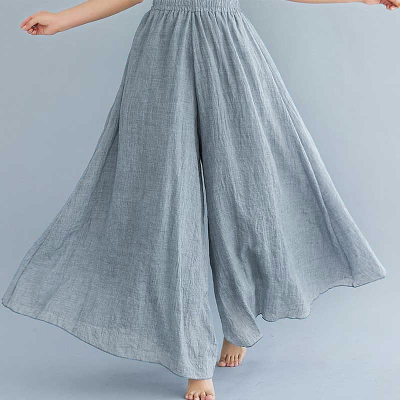 Women Casual Loose Cotton Linen Wide Leg Pants For Yoga Dance