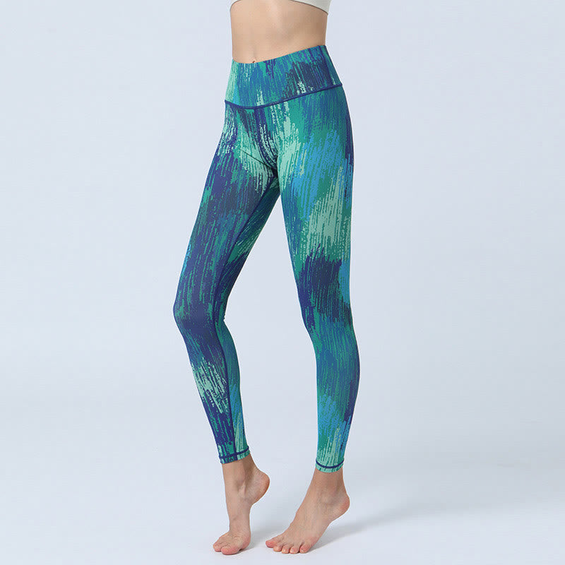 Leaves Print Sports Fitness Yoga High Waist Leggings Women's Yoga Pants