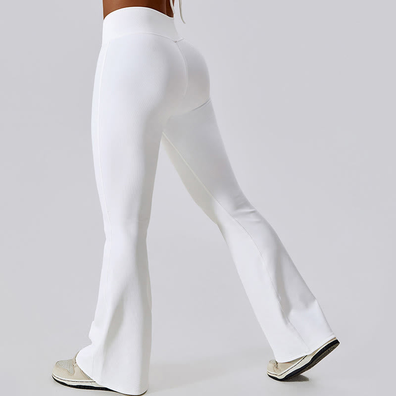 Sleeveless Crop Tank Top Flared Pants Sports Fitness Yoga