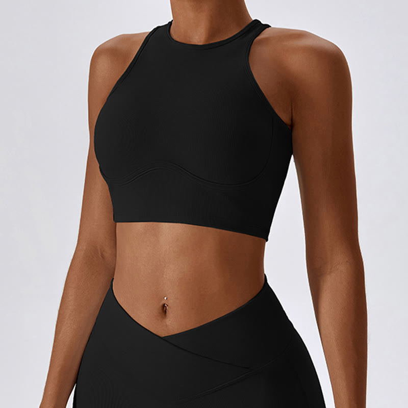 Sleeveless Crop Tank Top Flared Pants Sports Fitness Yoga