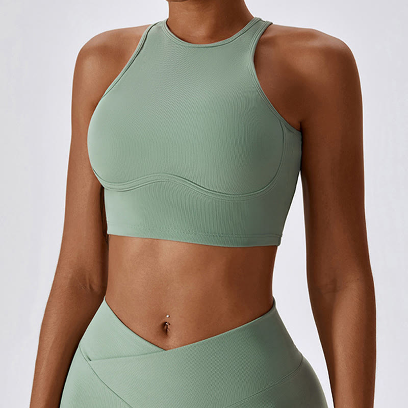 Sleeveless Crop Tank Top Flared Pants Sports Fitness Yoga