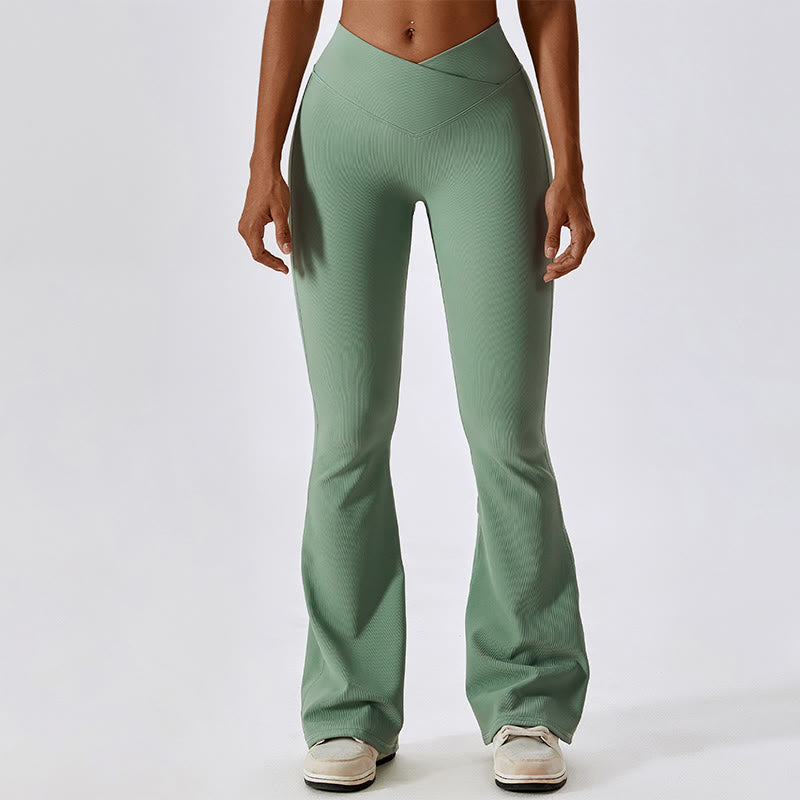 Sleeveless Crop Tank Top Flared Pants Sports Fitness Yoga