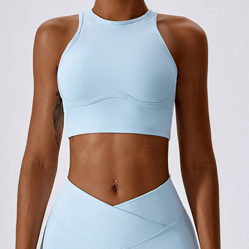 Sleeveless Crop Tank Top Flared Pants Sports Fitness Yoga