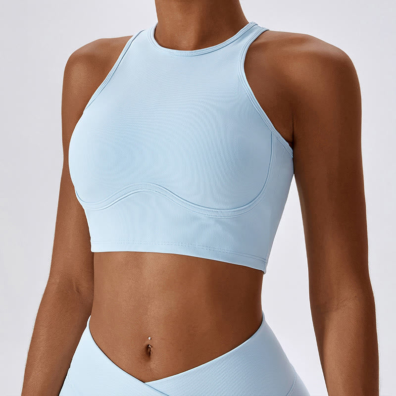 Sleeveless Crop Tank Top Flared Pants Sports Fitness Yoga