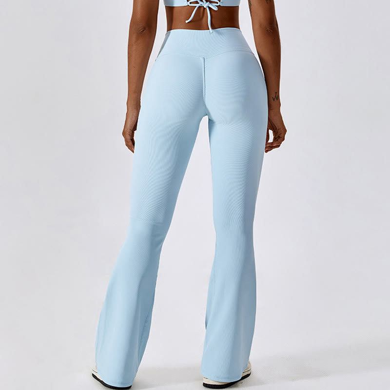 Sleeveless Crop Tank Top Flared Pants Sports Fitness Yoga