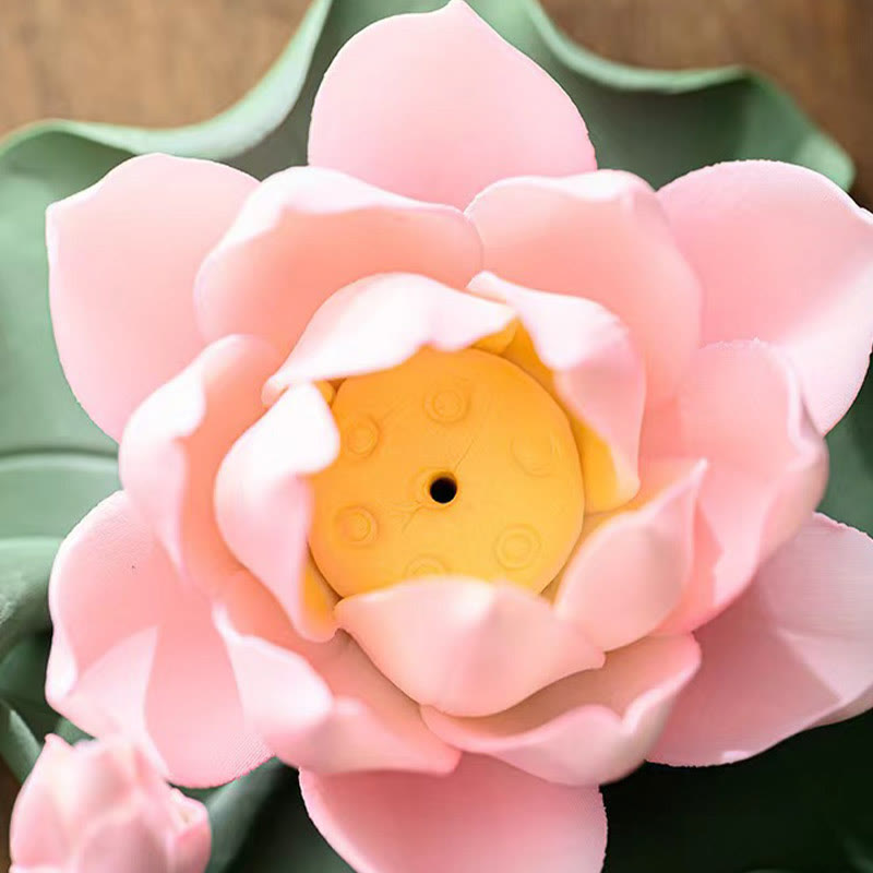 Lotus Flower Leaf Pod Spiritual Ceramic Stick Incense Burner Decoration