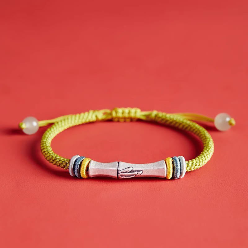 999 Sterling Silver Red String Bamboo Enlightenment Bracelet
