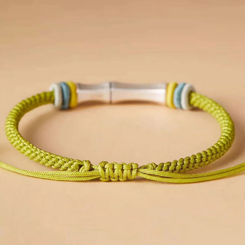 999 Sterling Silver Red String Bamboo Enlightenment Bracelet