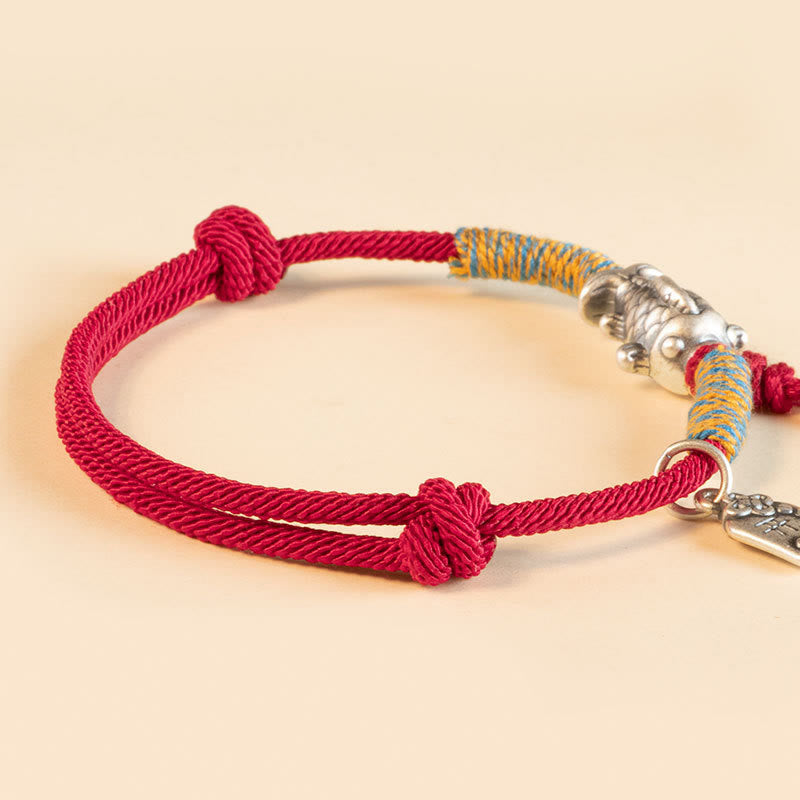 999 Sterling Silver Red String Lucky Koi Fish Protection Bracelet