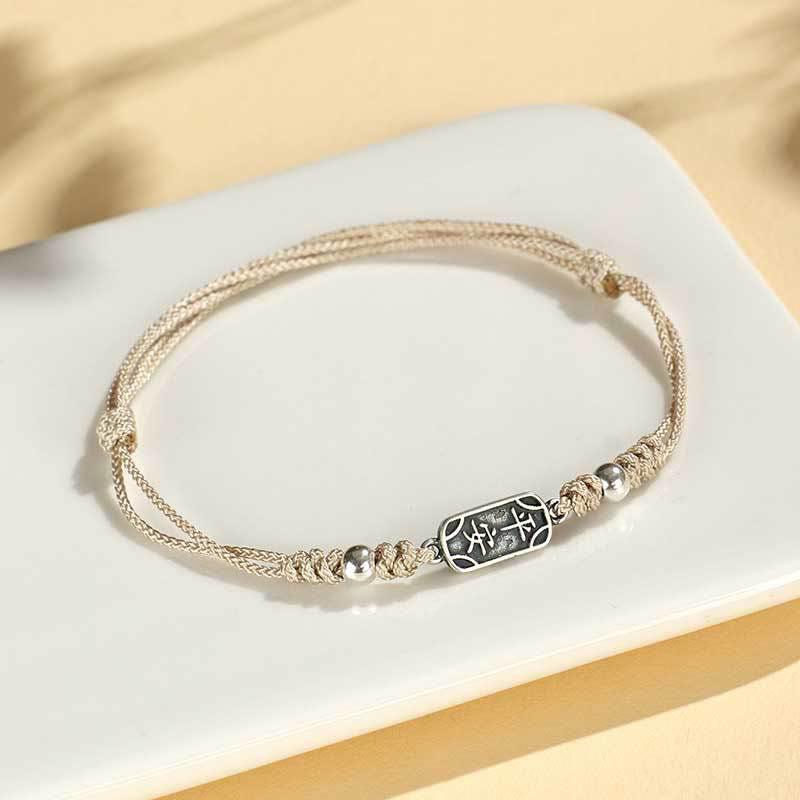 Handmade 925 Sterling Silver Peace And Joy Safe Well Protection Braided Bracelet
