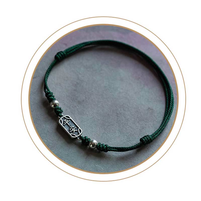 Handmade 925 Sterling Silver Peace And Joy Safe Well Protection Braided Bracelet