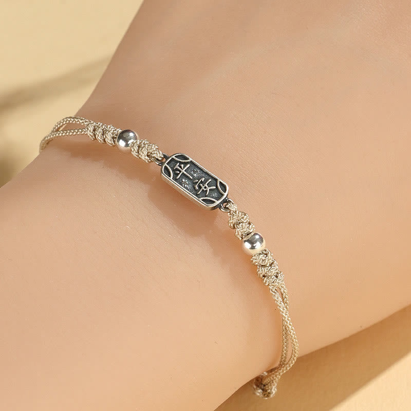 Handmade 925 Sterling Silver Peace And Joy Safe Well Protection Braided Bracelet