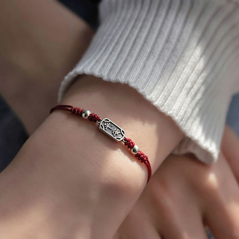 Handmade 925 Sterling Silver Peace And Joy Safe Well Protection Braided Bracelet