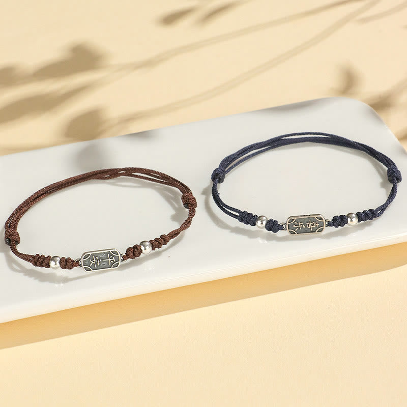 Handmade 925 Sterling Silver Peace And Joy Safe Well Protection Braided Bracelet